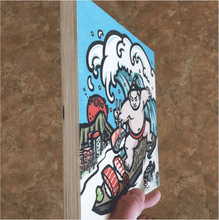 Load image into Gallery viewer, sumofishdesign 'Sushi Surfer' Wood Print product_description Wood Print.