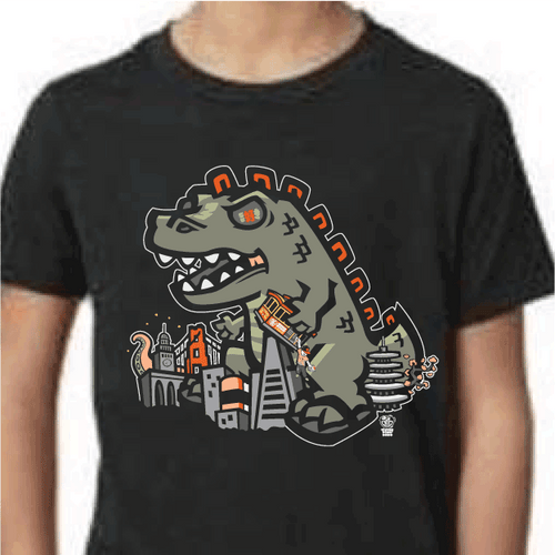 san francisco godzilla cable car golden gate bridge tshirt